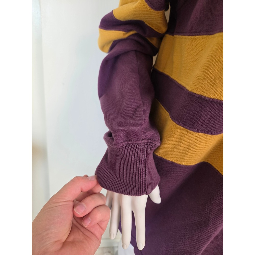 Abercrombie Rugby Cloth Shirt Mens Medium Purple Yellow Striped Long Sleeve Logo - Picture 8 of 13